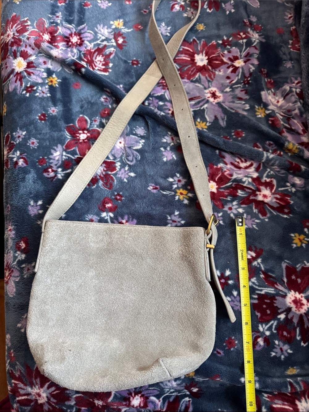 Suede Crossbody Shoulder Bag in Light Gray - Picture 9 of 12